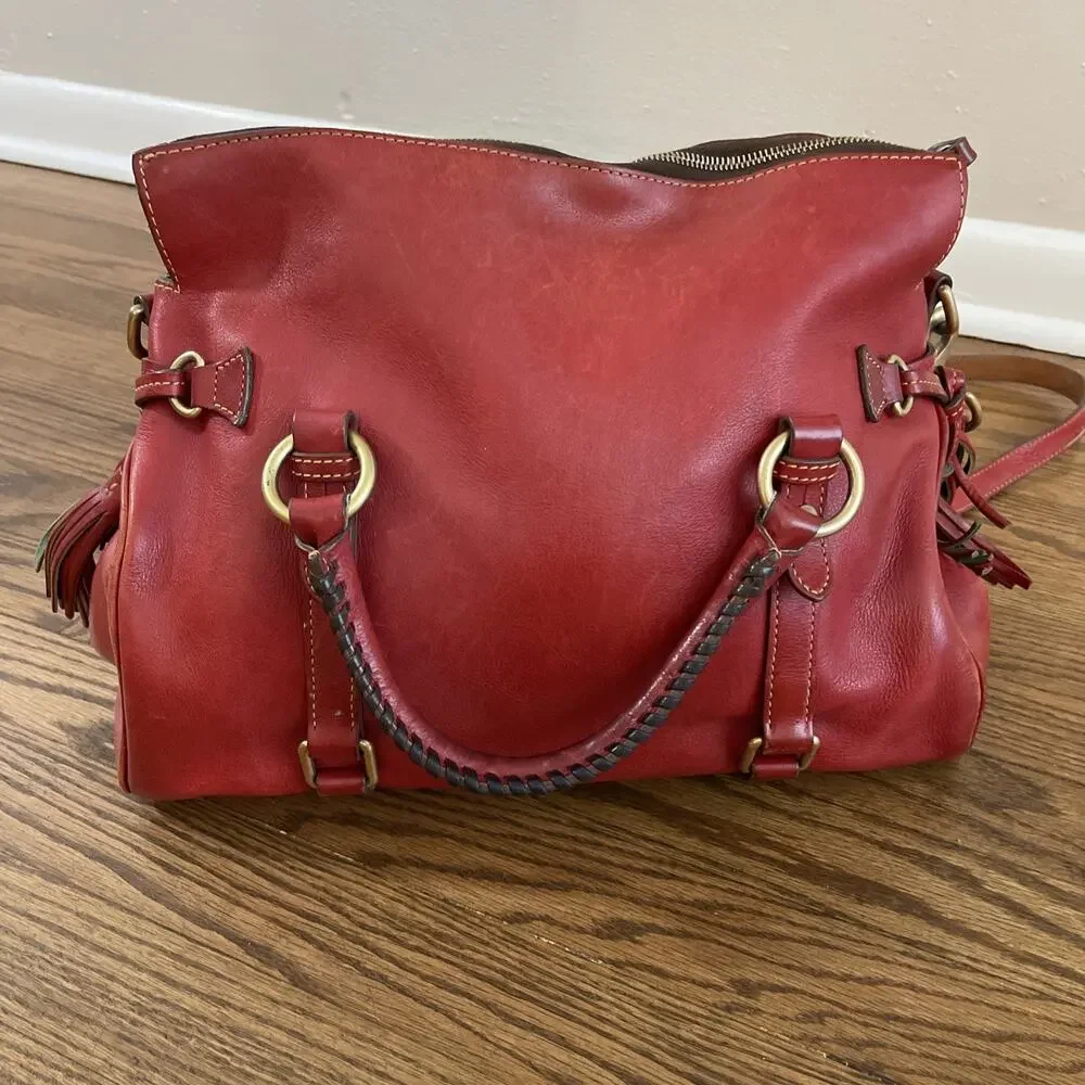 Dooney & Bourke Smooth Florentine Leather Satchel in Bordeaux